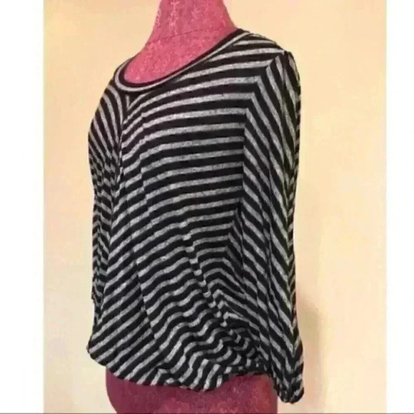 Max Studio Top xs Linen Blend Striped 3/4 Sleeve - Picture 8 of 9